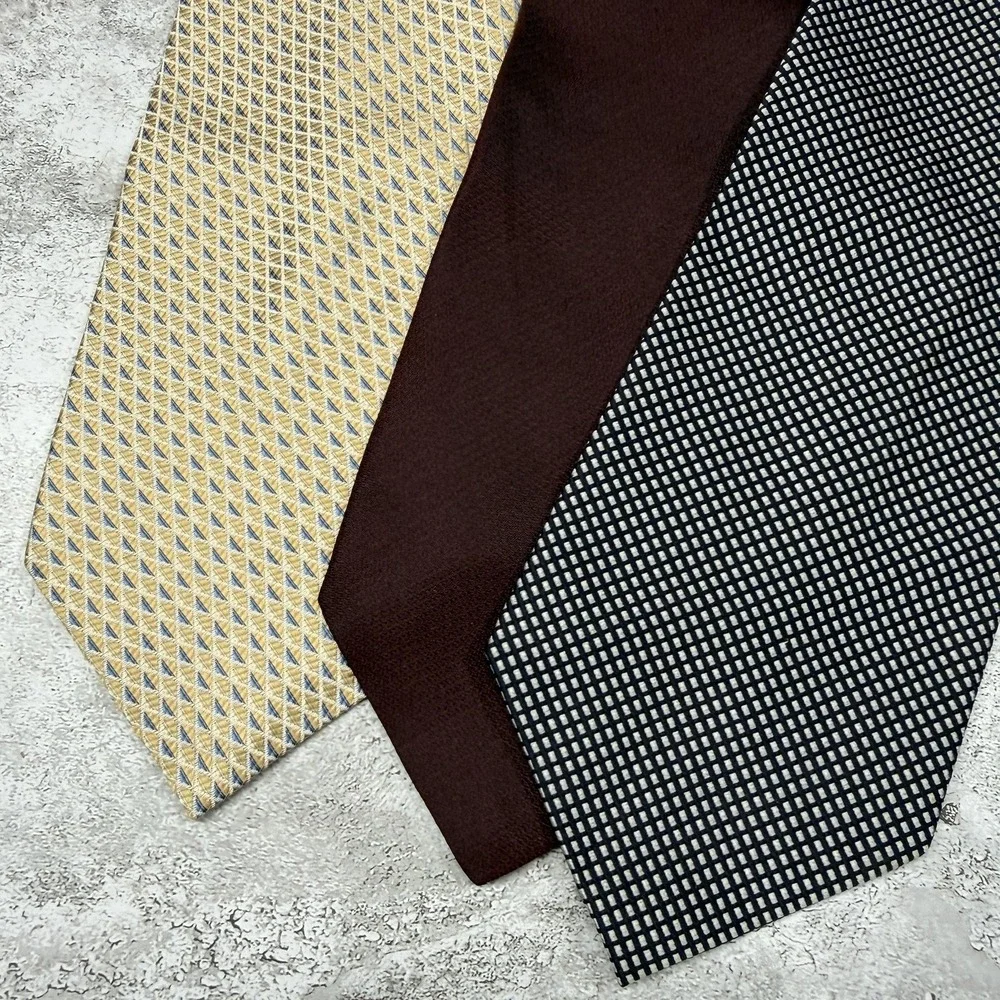Geoffrey‎ Beene Silk Tie Mens One Size Multicolor Geometric Necktie Set Of 3